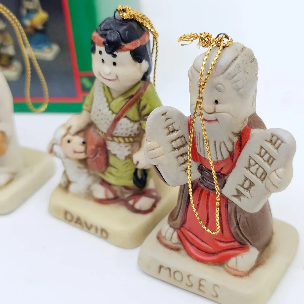Vintage House Of Lloyd Set of Six Bible Story Christmas Ornaments Used With Box
